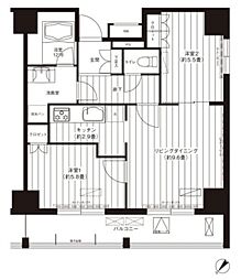 コスモグラン勝どき 4階2LDKの間取り