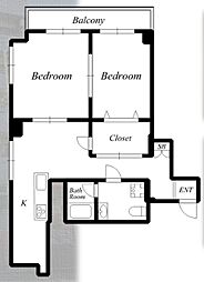 石井ハイム 6階2DKの間取り
