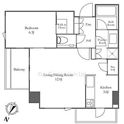 プラウド虎ノ門 1SLDKの間取図画像