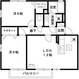 ウィルモア・ラフォーレ 2LDKの間取図画像