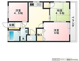 サンエイト中台 3DKの間取図画像