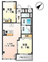 ポンデザール 2LDKの間取図画像