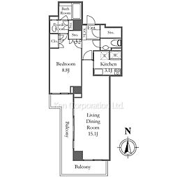 恵比寿ガーデンテラス弐番館 10階1LDKの間取り