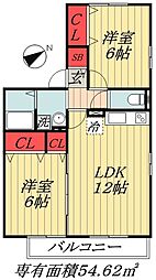 東京メトロ東西線 妙典駅 徒歩11分の賃貸アパート 1階2LDKの間取り