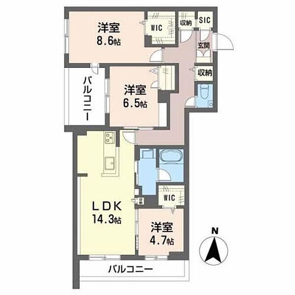 シャーメゾン大市プレミア　ＡＮＮＥＸ 0203｜兵庫県西宮市上大市４丁目(賃貸マンション3LDK・2階・85.98㎡)の写真 その2