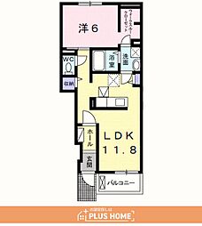 響 1LDKの間取図画像
