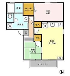 コスモパークB 2DKの間取図画像