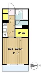 エスポワール橋本（東橋本3） 2階1Kの間取り