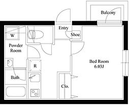 グランデュオ大森 5階1Kの間取り