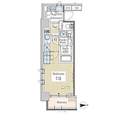 パークアクシス高田馬場テラス 508 5階1Kの間取り