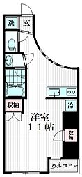 キュクロス 6階ワンルームの間取り