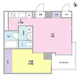 JR横浜線 橋本駅 徒歩1分の賃貸マンション 6階1LDKの間取り