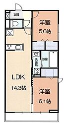 相模原市緑区相原4丁目アパート 2LDKの間取図画像