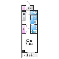 アーバンパーク田辺 1Kの間取図画像