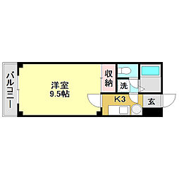 オカダハイツ 1Kの間取図画像