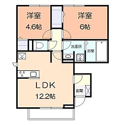 ルボア 1階2LDKの間取り