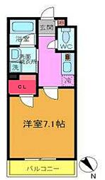 ランドヴィル西船橋 1階1Kの間取り