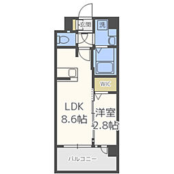 グランフォーレ大橋プレミア 1LDKの間取図画像