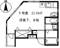 ルヴェドュソレイユ 2階ワンルームの間取り