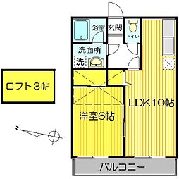 メゾン・レーヴ 2階1LDKの間取り