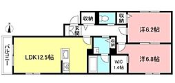 ShaMaison桜丘2 2LDKの間取図画像