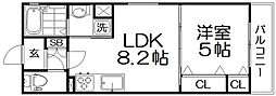 門真市城垣町アパート 1LDKの間取図画像
