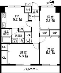 ウイスタリヤマンション第三砂川 3DKの間取図画像