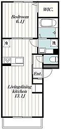 レクエルドK 1LDKの間取図画像