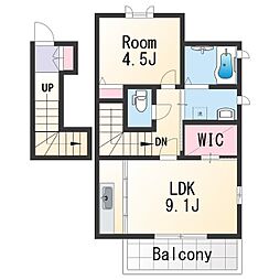 シャーメゾンアコーレ 2階1LDKの間取り