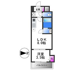 Mv.ms大阪新加美 4階1LDKの間取り