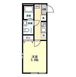 アルファ井土ヶ谷 1階1Kの間取り