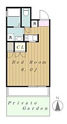 アンリシェール橋本A ワンルームの間取図画像