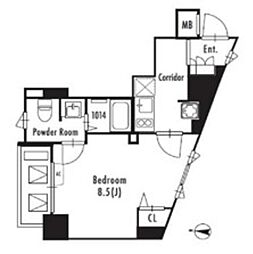 グランパセオ東新宿 1Kの間取図画像