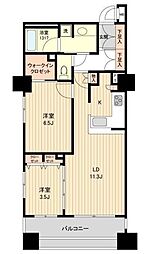 HF銀座レジデンスイースト 2階2LDKの間取り