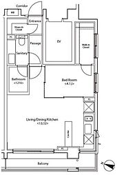 カスタリア新宿夏目坂 1LDKの間取図画像
