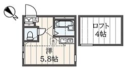 グランドヒルズ山手Ａ 2階ワンルームの間取り