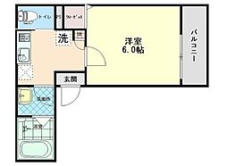 インディゴノワール川越 2階1Kの間取り