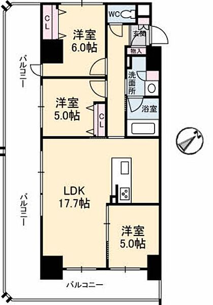 シャーメゾンステージ呉中央 A0706｜広島県呉市中央２丁目(賃貸マンション3LDK・7階・73.93㎡)の写真 その2