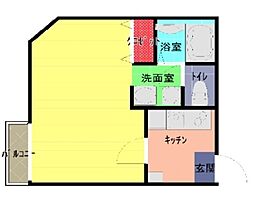 グランデ的場 2階1Kの間取り