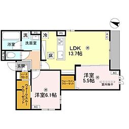 おおさか東線 城北公園通駅 徒歩14分の賃貸アパート 1階2LDKの間取り