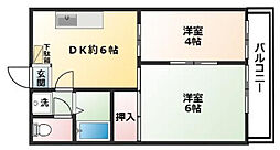 本町ベルハイム 2DKの間取図画像