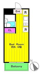 登戸ハイツ 1Kの間取図画像