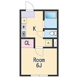 フレデリクスハウン3 2階1Kの間取り