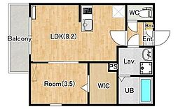 ジーメゾン座間ザミール 1LDKの間取図画像