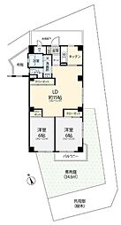第2上板橋サンライトマンション 1階2LDKの間取り