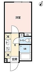 グランクオール川崎 1Kの間取図画像