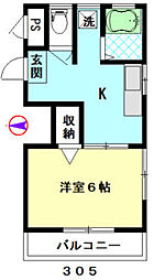 小川コーポ 1Kの間取図画像