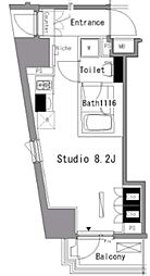 パークアクシス新板橋ウエスト ワンルームの間取図画像