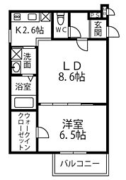 フジパレス草尾2 1LDKの間取図画像