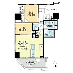 ブリリア東上野 13階2LDKの間取り